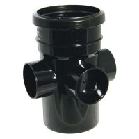 FloPlast Black 110mm Soil Socket Tail Boss Pipe