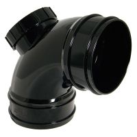 FloPlast Black 110mm Soil 92.5° Double Solvent Socket Access Bend