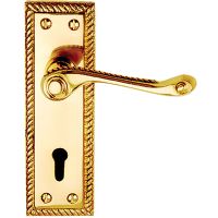 Georgian Lock Door Handles Polished Brass