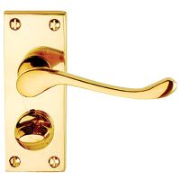 Vic Scroll Privacy Door Handle Polished Brass