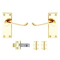Victorian Scroll Latch Internal Door Pack Polished Brass Pack of 3