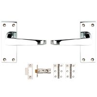 Victorian Latch Door Pack Polished Chrome Pack of 3