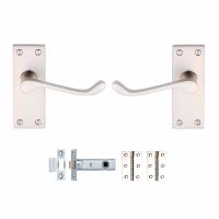 Victorian Scroll Latch Door Pack Satin Chrome Pack of 3