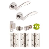 Jigtech Cresta Privacy Latch Door Handle Pack Polished Chrome
