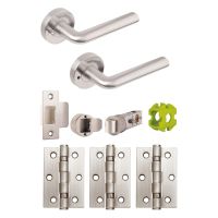 Jigtech Riva Privacy Latch Door Handle Pack Satin Chrome