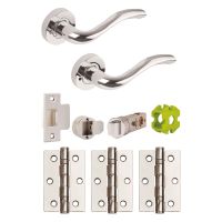 Jigtech Solar Privacy Latch Door Handle Pack Polished Chrome