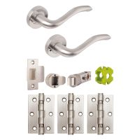 Jigtech Solar Privacy Latch Door Handle Pack Satin Chrome