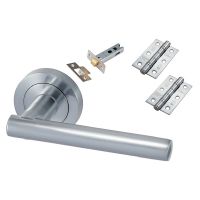 Eclipse Corvette Lever On Rose Door Latch Pack Satin Chrome