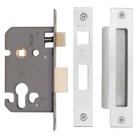 Fire Door Euro Profile Sashlock Satin Stainless Steel 63mm