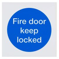 PVC Fire Door Keep Locked Sign 70 x 70mm Pack 2