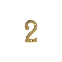 No 2 Numeral Polished Brass 76mm