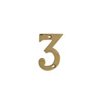 No 3 Numeral Polished Brass 76mm