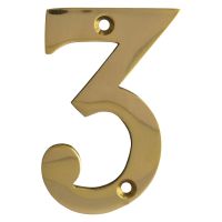No 3 Numeral Polished Brass 76mm