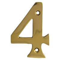 No 4 Numeral Polished Brass 76mm