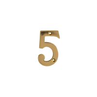 No 5 Numeral Polished Brass 76mm