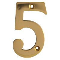 No 5 Numeral Polished Brass 76mm