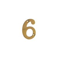 No 6 Numeral Polished Brass 76mm