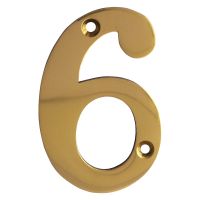 No 6 Numeral Polished Brass 76mm
