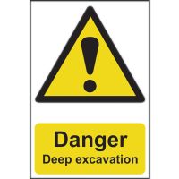 Danger Deep Excavation Sign 200 x 300mm Self Adhesive