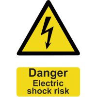 Danger Electric Shock Sign 200 x 300mm Self Adhesive