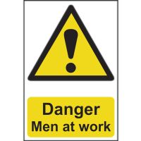 Danger Men At Work Sign 200 x 300mm Self Adhesive