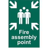 Fire Assembly Point Sign 200 x 300mm Self Adhesive