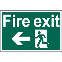 Fire Exit Arrow Left Sign 300 x 200mm Self Adhesive