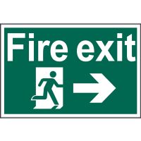Fire Exit Arrow Right Sign 300 x 200mm Self Adhesive