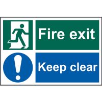Fire Exit Keep Clear Sign 300 x 200mm Self Adhesive