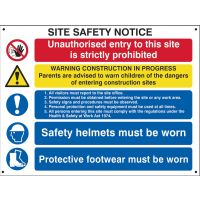 Site Safety Notice Sign 800 x 600mm