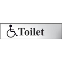 Disabled Toilet Sign Chrome 200 x 50mm