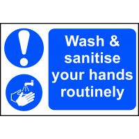 Wash & Sanitise Your Hands Sign 300 x 200mm