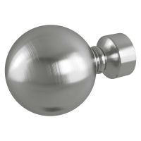 Solid Orb Curtain Finial Brushed Silver