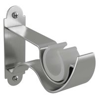 Push-Fit Curtain Pole Bracket Brushed Silver