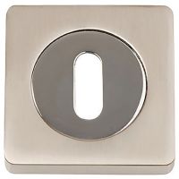 Square Keyhole Escutcheon Satin Nickel / Polished Chrome