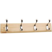 4 Coat Hook Rail Polished Chrome