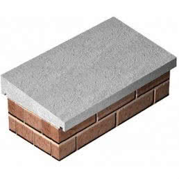 Grey concrete coping stone on brick wall