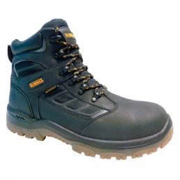 Black DeWalt steel toe cap safety boots