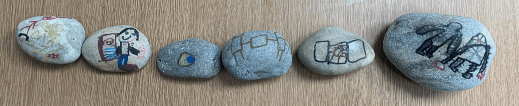 Rocks drawn on by children