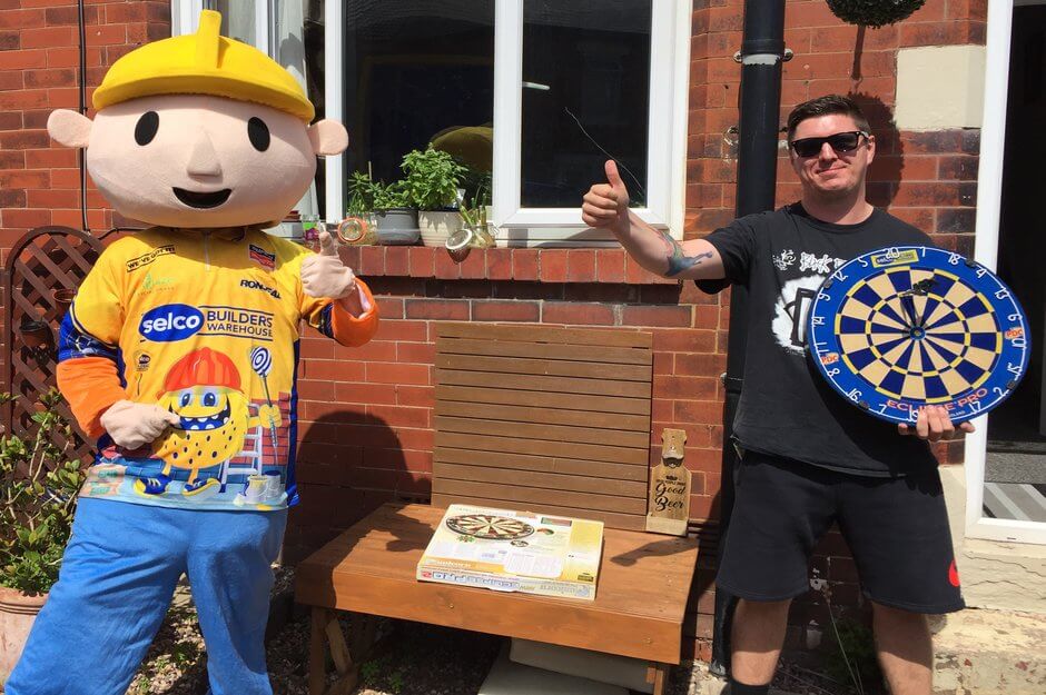 Darts fan celebrates £200 win in Selco Darts at Home Challenge