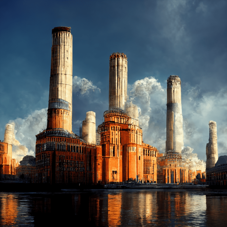 Battersea Power Station in the style of Gaudi