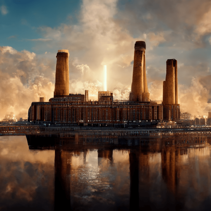 Battersea Power Station in the style of Piano