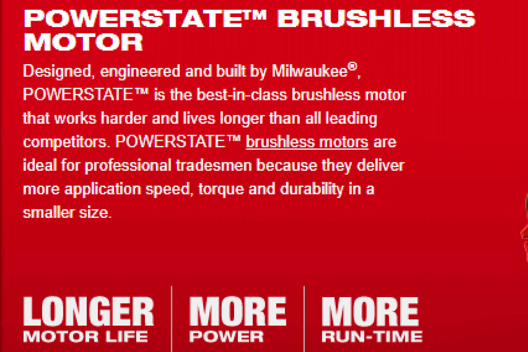 Milwaukee power tools feature Powerstate brushless motors