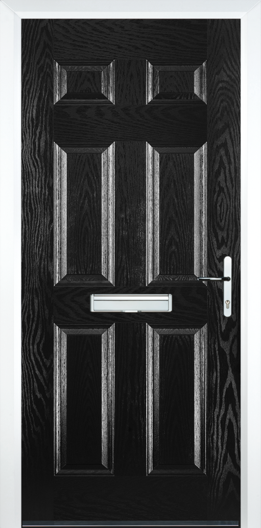 6 Panel Black Composite Door