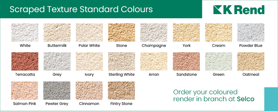 K Rend colours chart for scraped texture render