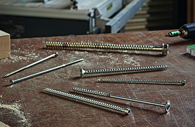 SPAX timber construction screws on work bench