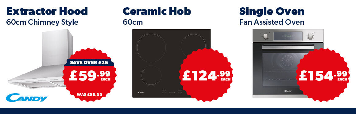 Extractor Hood, Ceramic Hob, Single Fan Assisted Oven