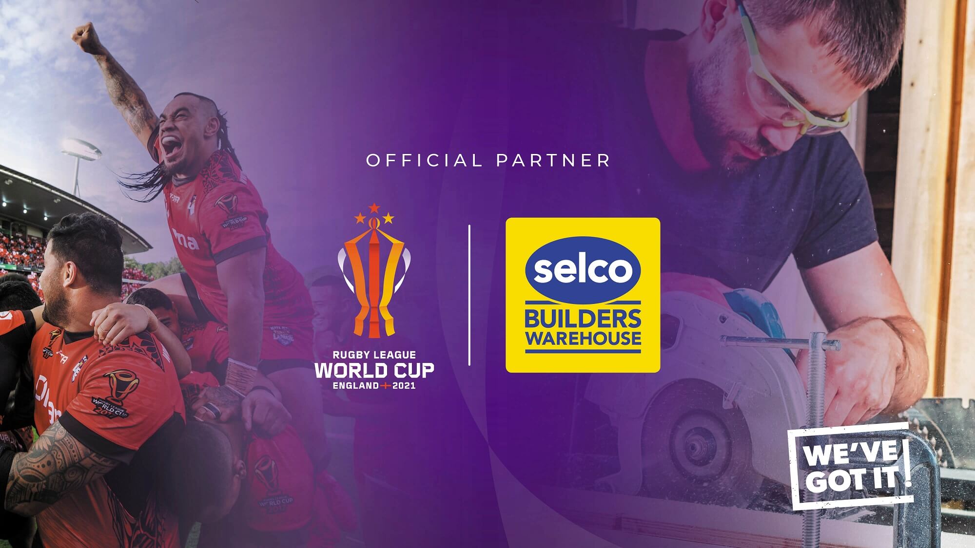 Selco Builders Warehouse and Rugby League World Cup logo