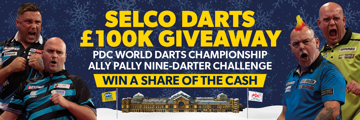 Selco £100K darts giveaway banner