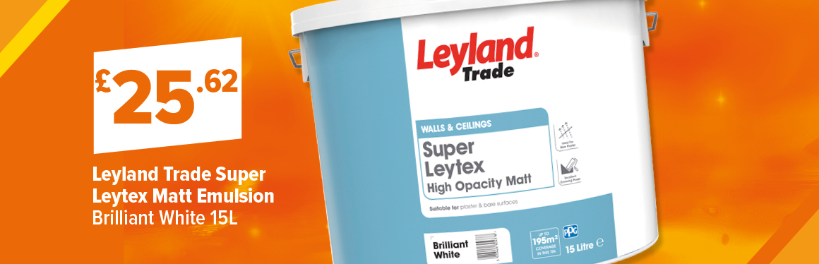 Leyland Trade Super Leytex Matt Emulsion Brilliant White 15L